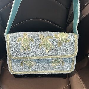 Viral Beaded Sea Turtle Design Shoulder Bag